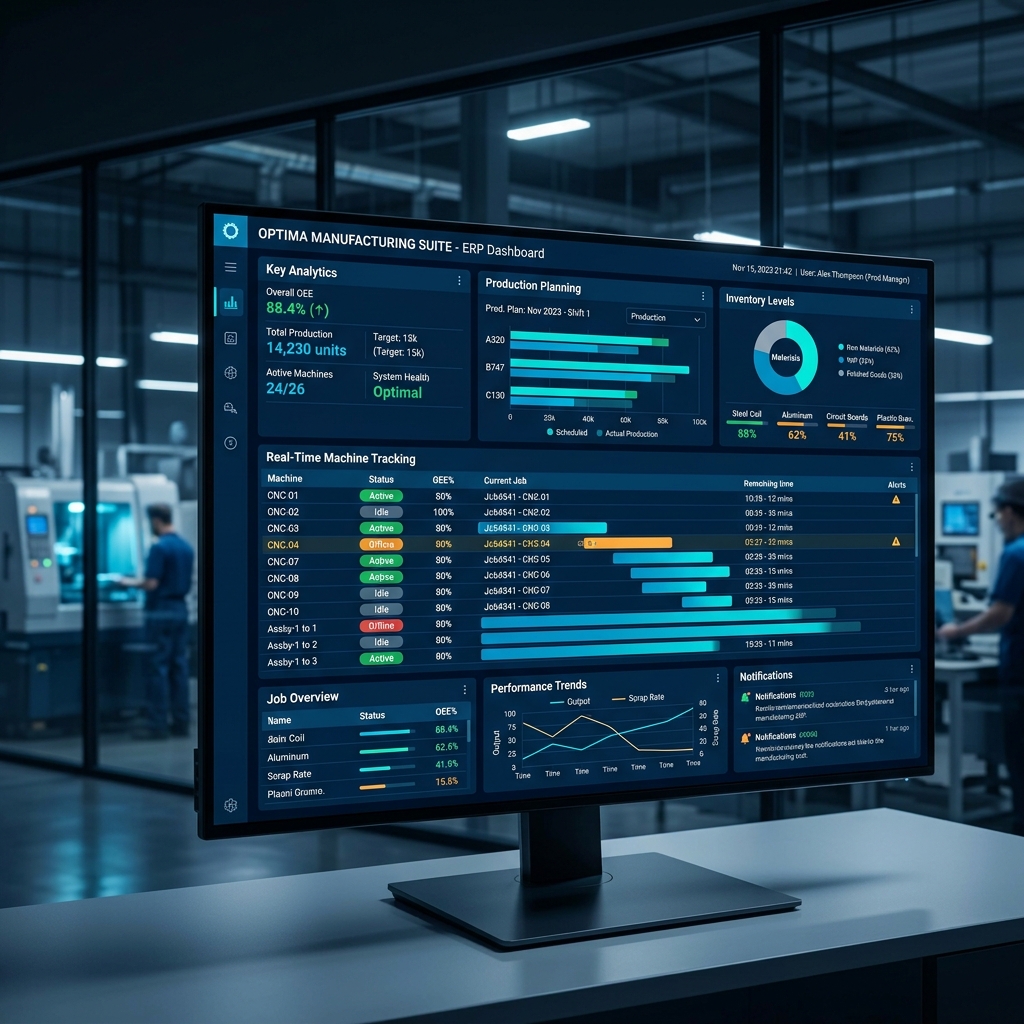 Live manufacturing ERP dashboard